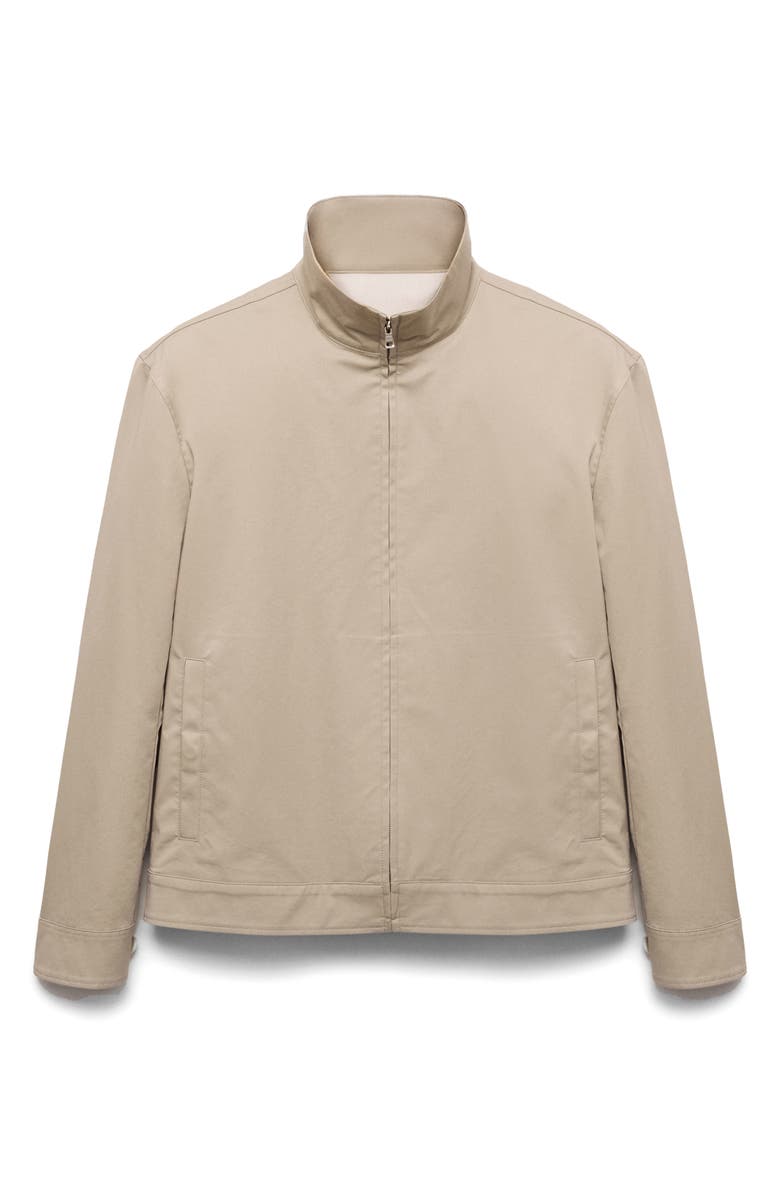 MANGO Stand Collar Zip Jacket, Alternate, color, Sand