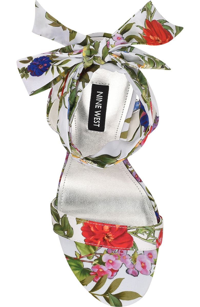 Nine West Kelsie Ankle Tie Sandal, Alternate, color, White Floral Print
