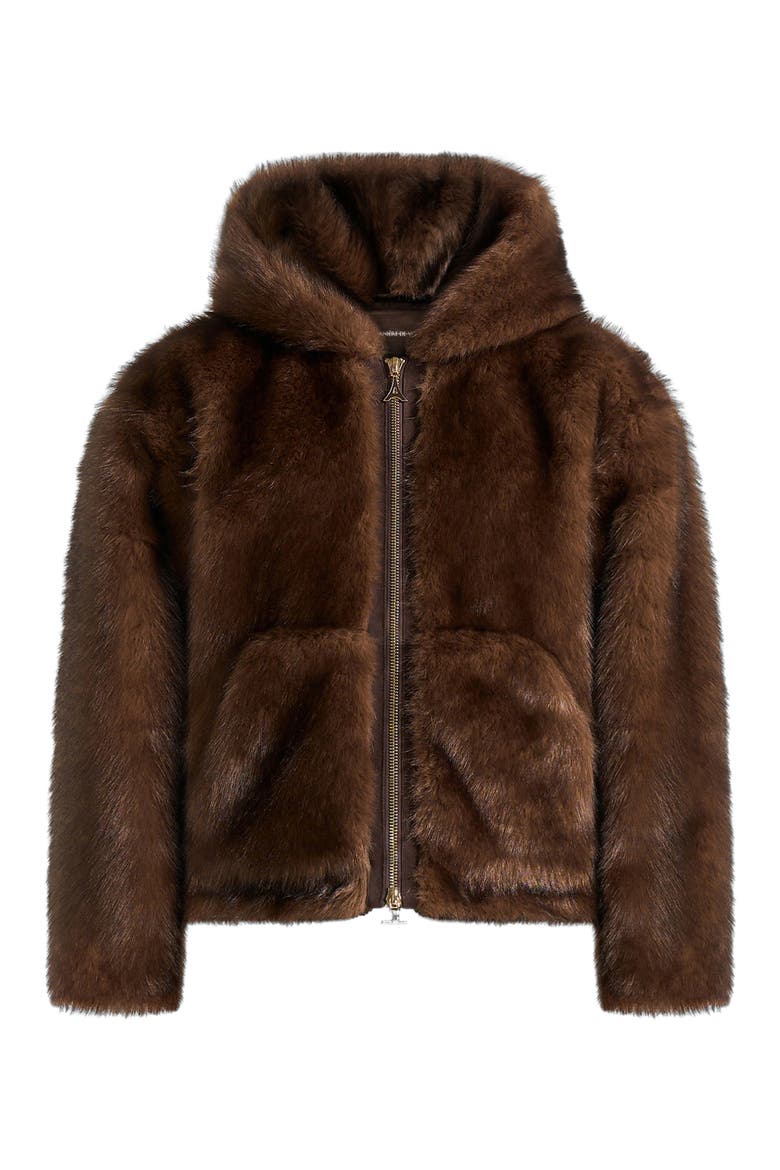 Ryan Fur Hooded Jacket, Alternate, color, Brown