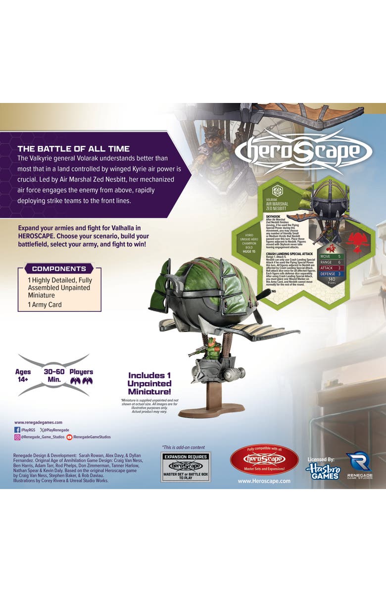 Renegade Game Studios Heroscape Air Marshal Zed Nesbitt Expansion, Figure and Army Card, Alternate, color, Multicolored