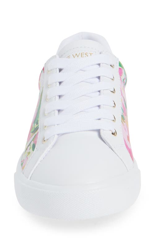 Nine West Layna Snakeskin Embossed Sneaker In Pink