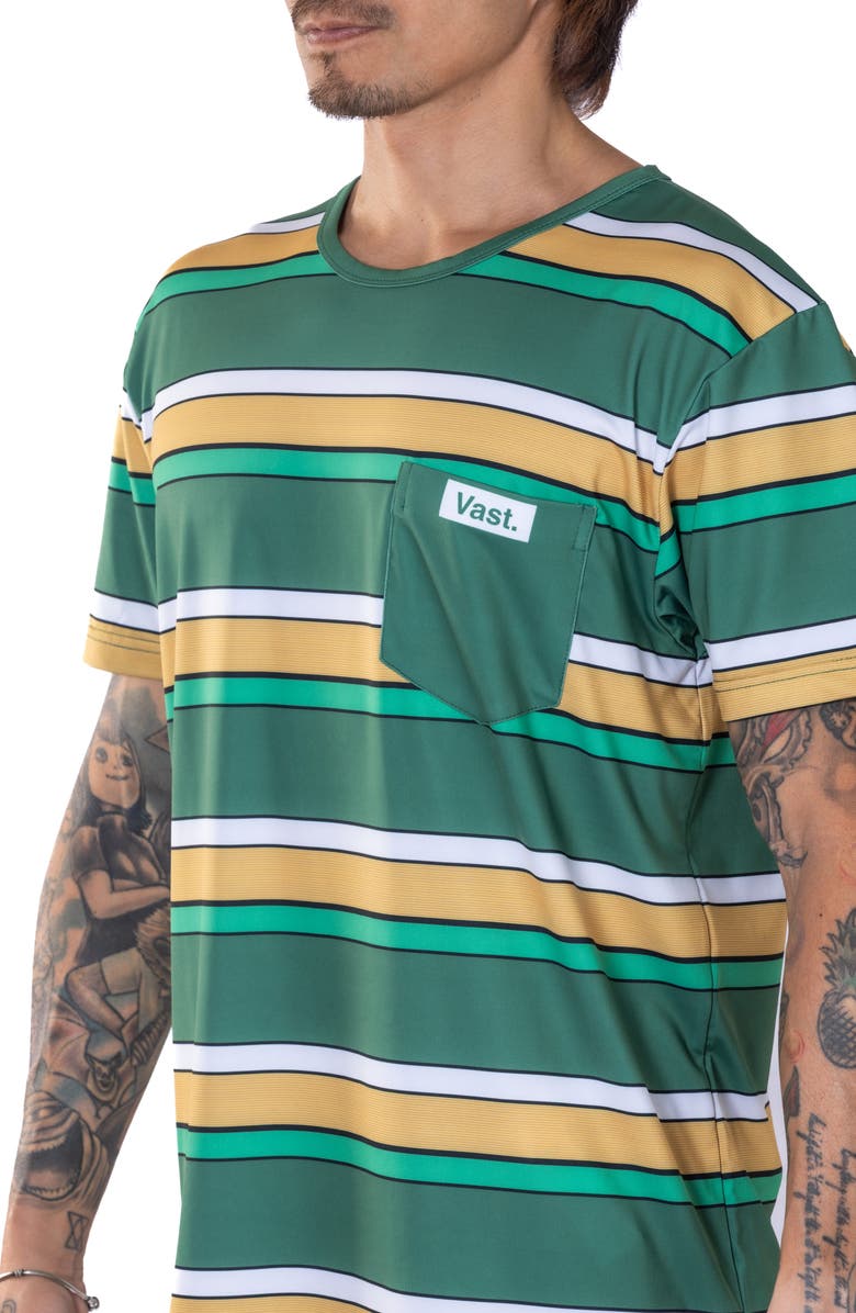 VAST On Stripes Aqua Terra Performance T-Shirt, Alternate, color,