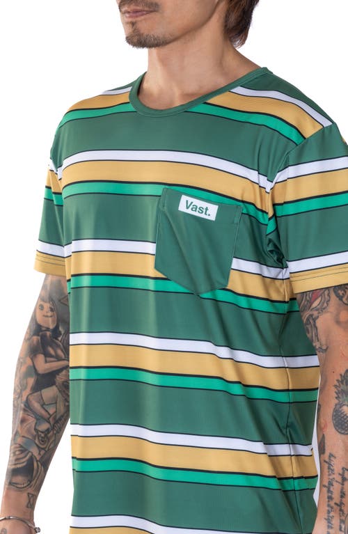 Vast On Stripes Aqua Terra Performance T-shirt In Green Multi