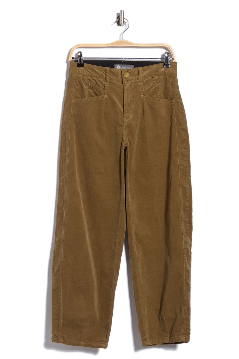 High Waist Barrel Leg Corduroy Pants, Alternate, color, GOLDEN OLIVE