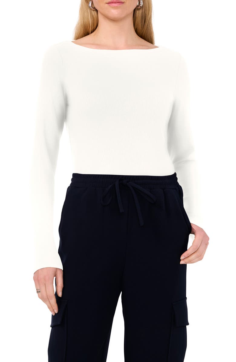 Halogen<sup>®</sup> Long Sleeve Boat Neck T-Shirt, Main, color, New Ivory