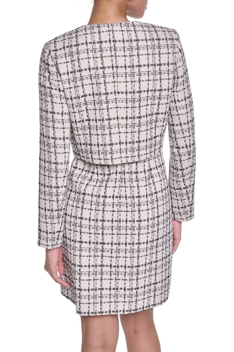 Contrast Stitch Tweed Jacket, Alternate, color, BISQUE/ BLACK