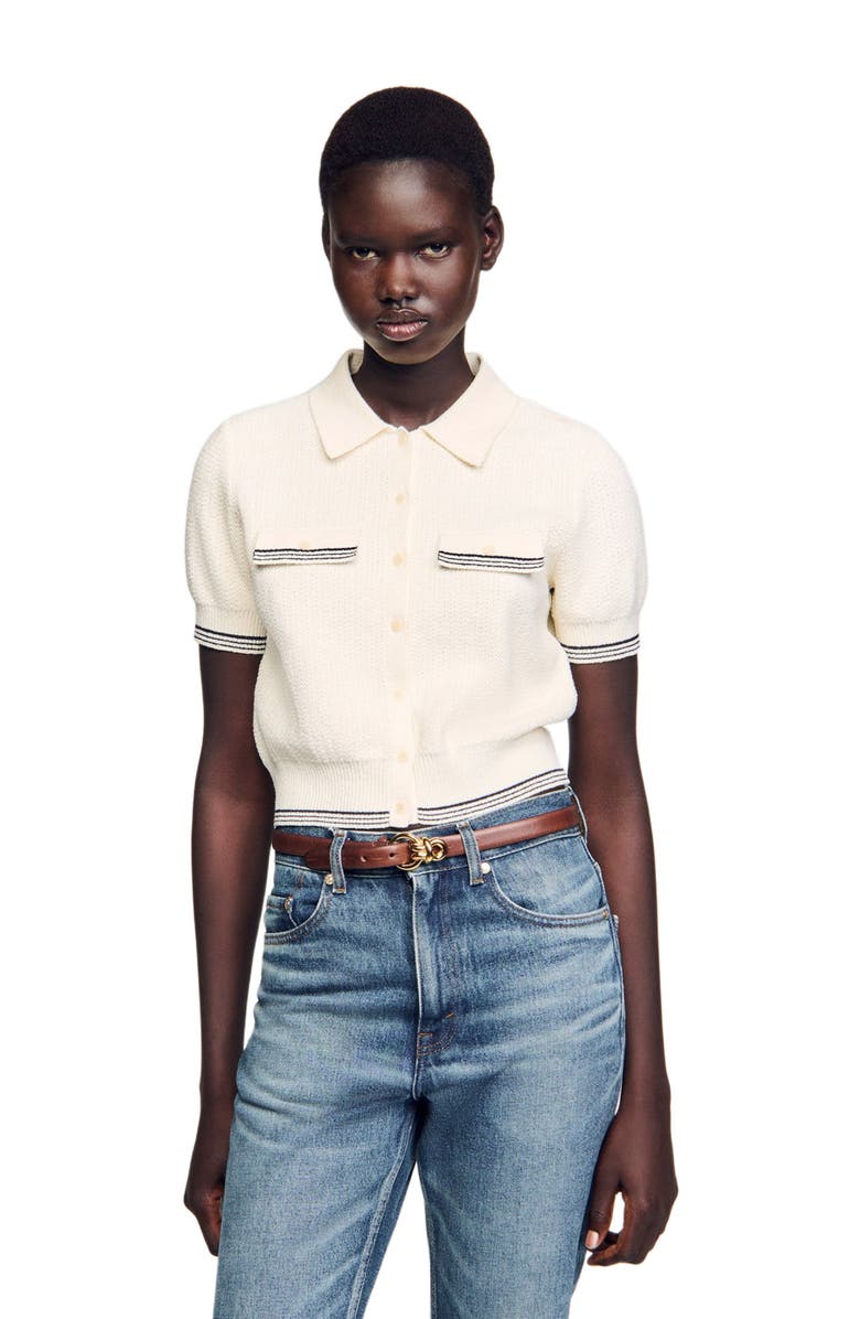 SANDRO Short-sleeved cardigan, Main, color, 