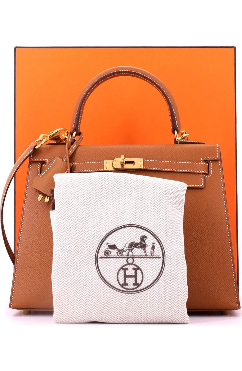 Pre-Owned Hermes Kelly Handbag Brown Epsom with Gold Hardware 25, Alternate, color, Gold