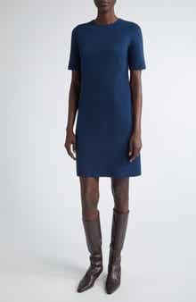 Lafayette 148 New York Short Sleeve Matte Crepe Shift Dress