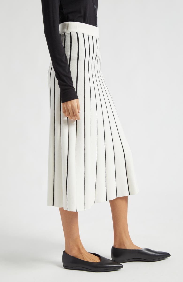 ATM Anthony Thomas Melillo Stripe Cotton Blend Skirt, Alternate, color, Chalk/ Black