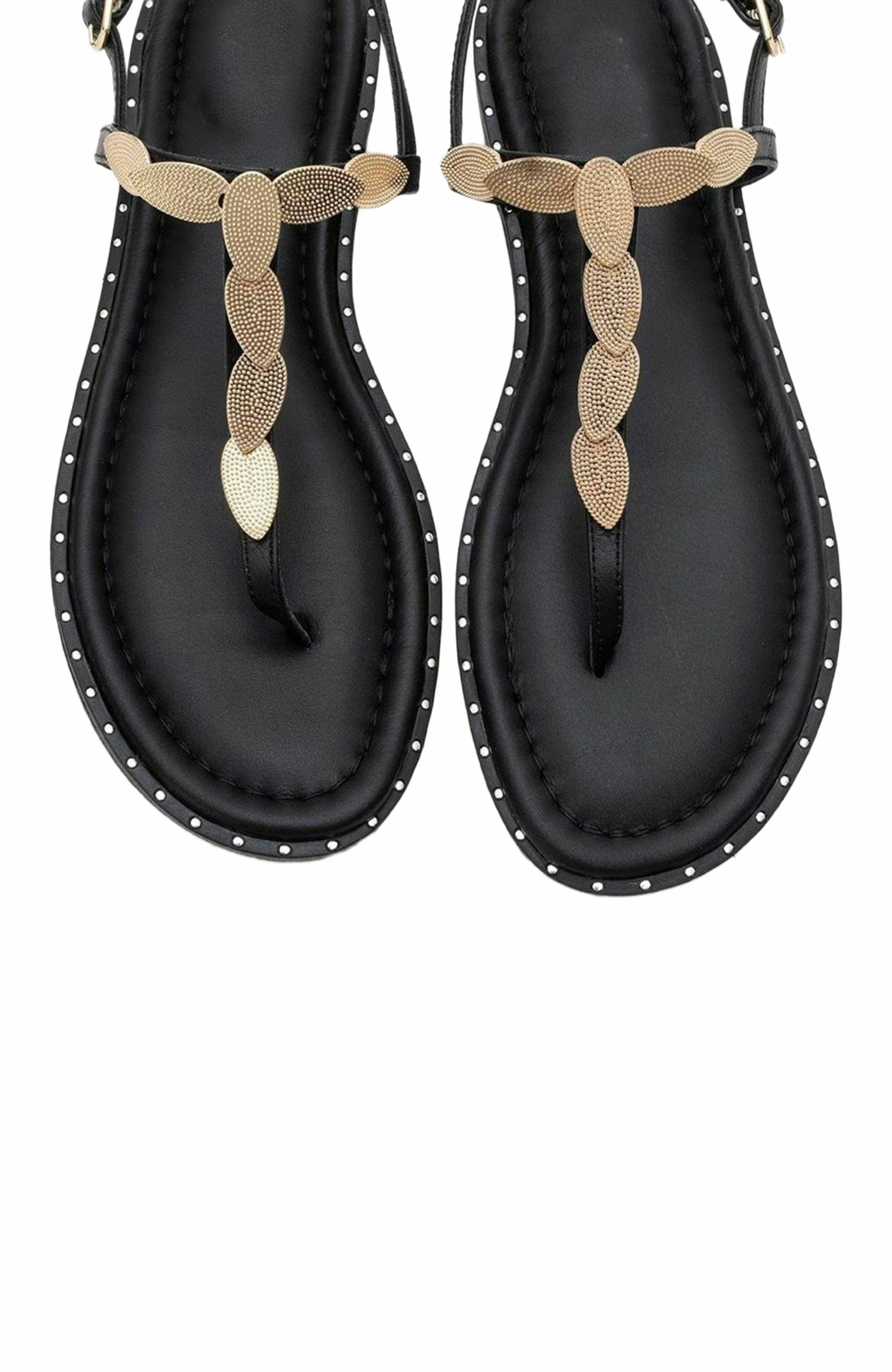 Forever & Always Shoes Marea Leather Flat Sandal, Alternate, color, Black Leather