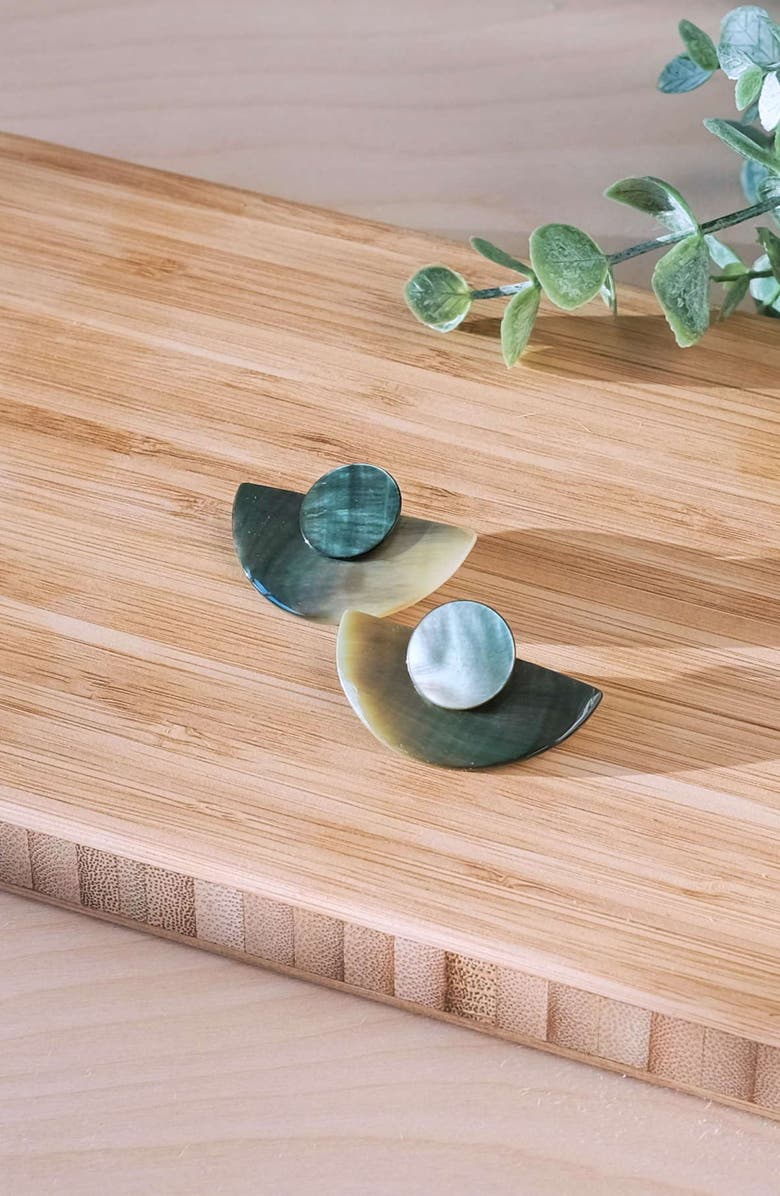 LIKHA 3-in-1 Mother-of-Pearl Geometric Stud Earrings Set, Alternate, color, Black