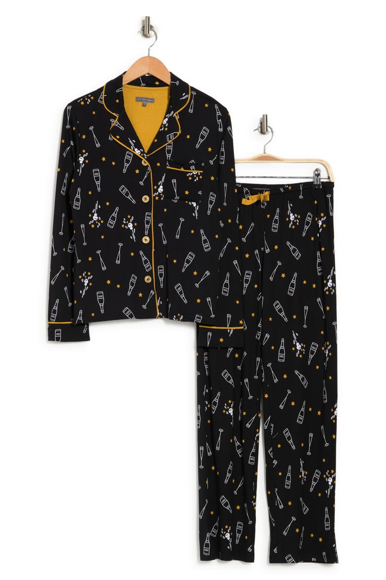Long Sleeve Top & Pants 2-Piece Pajama Set, Alternate, color, BLACK