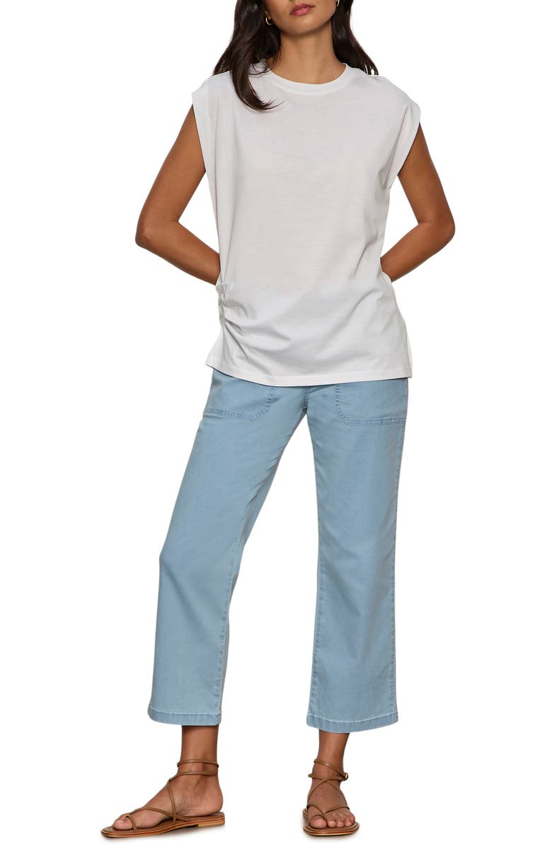 Sanctuary Pleated Muscle T-Shirt, Alternate, color, White