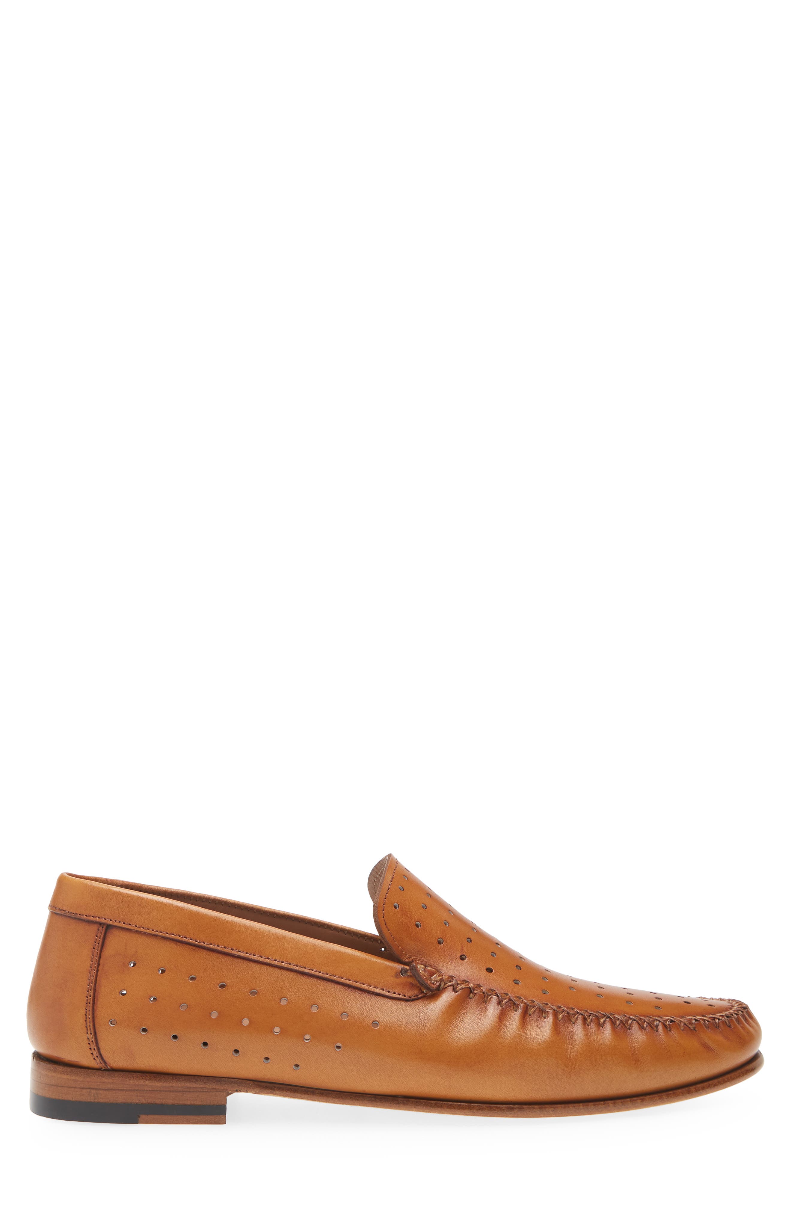 Mezlan Perforated Moc Toe Loafer, Alternate, color, Cocoa