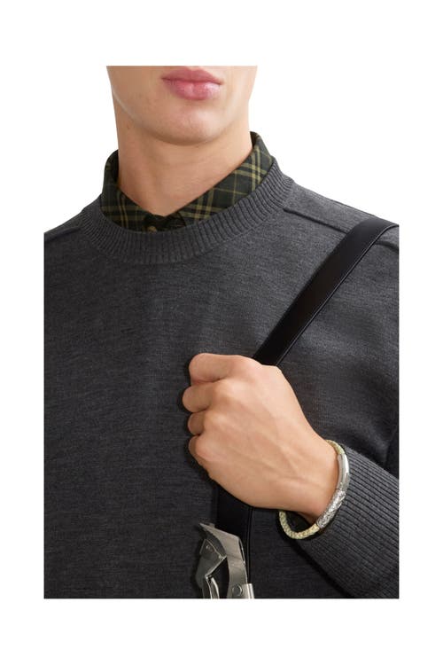 Burberry Leather Check Bracelet In Silver/artichoke