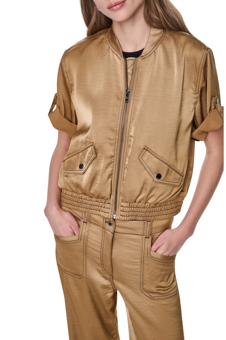 Contrast Stitch Bomber Jacket, Alternate, color, DUNE