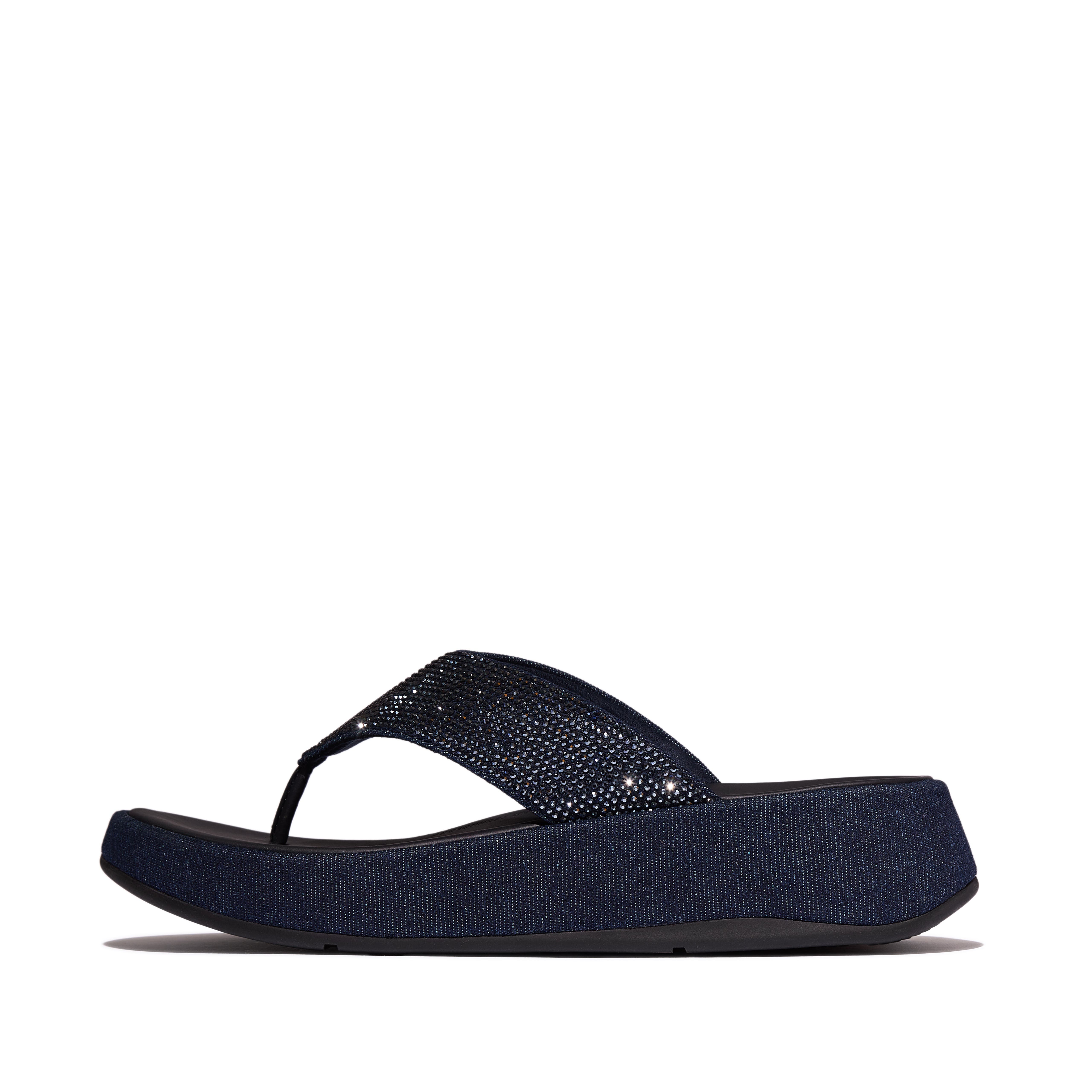 FitFlop F Mode Denim Hotfix Sandal, Alternate, color, Dark Denim