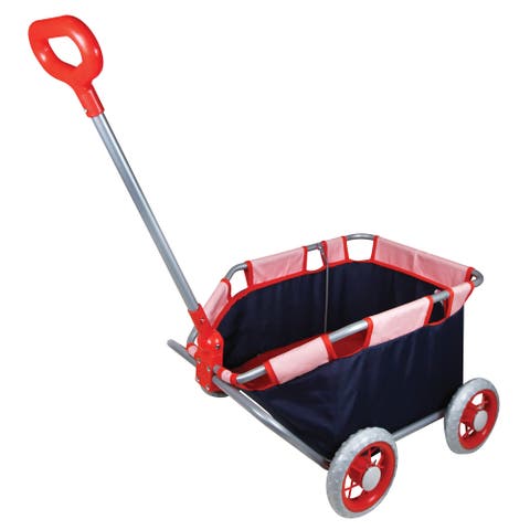 Baby Doll Pull Cart in Navy & Red