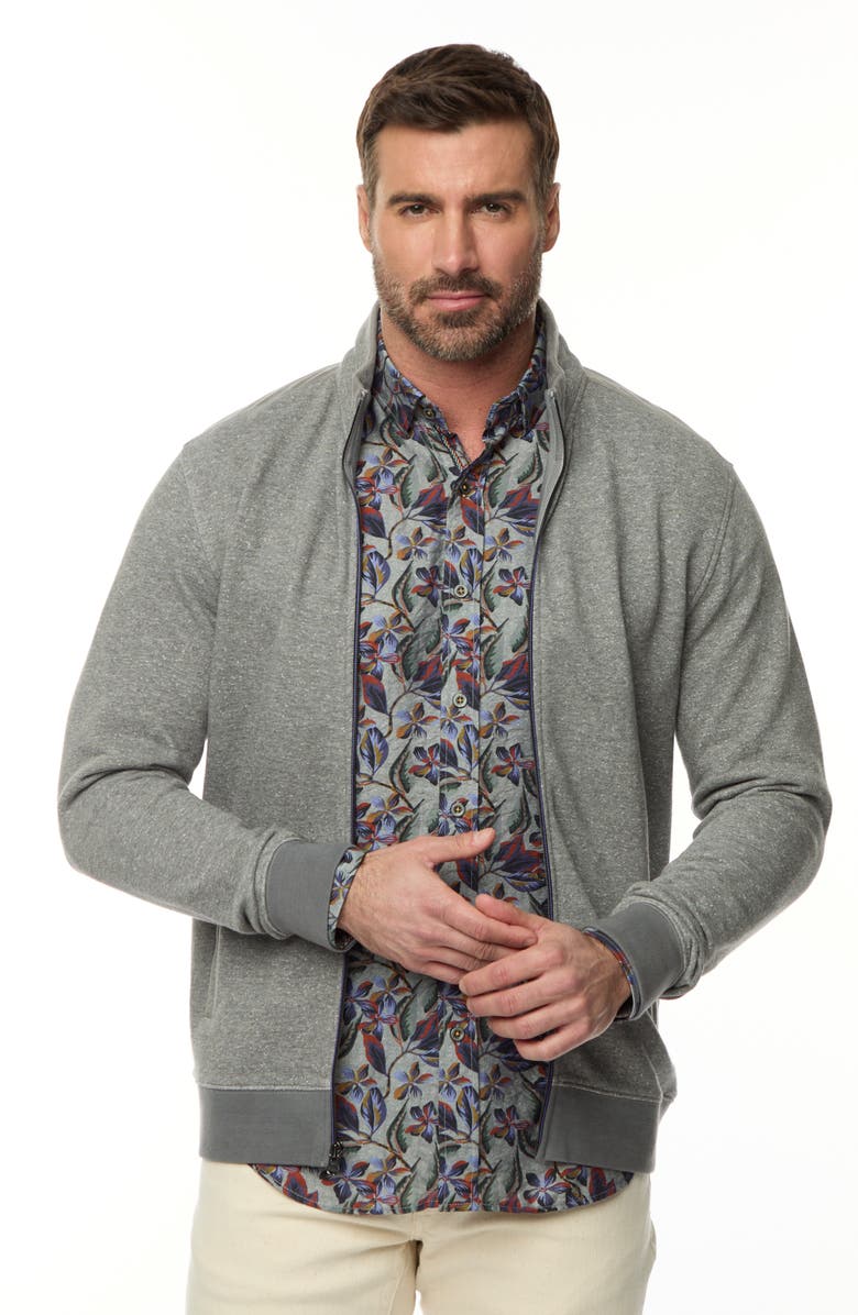 Robert Graham Renato Front Zip Knit Jacket, Alternate, color, Heather Grey