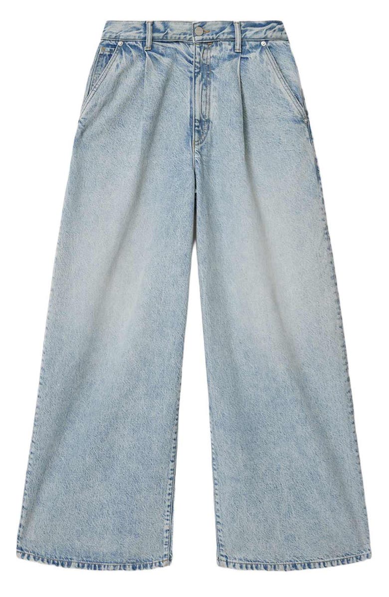 AllSaints Haze Pleat Wide Leg Jeans, Alternate, color, Light Indigo