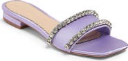 Cinq à Sept Catherine Crystal Embellished Satin Slide Sandal