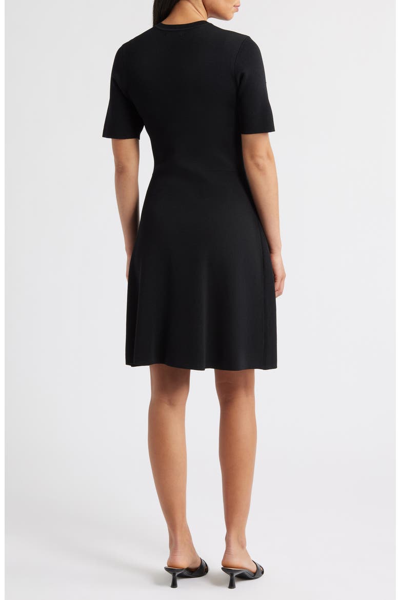 Patch Pocket Knit A-Line Dress, Alternate, color, BLACK
