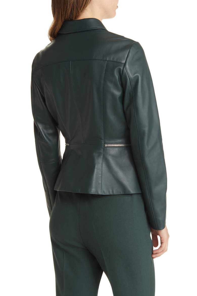 Salomea Leather Jacket, Alternate, color, OPEN GRN