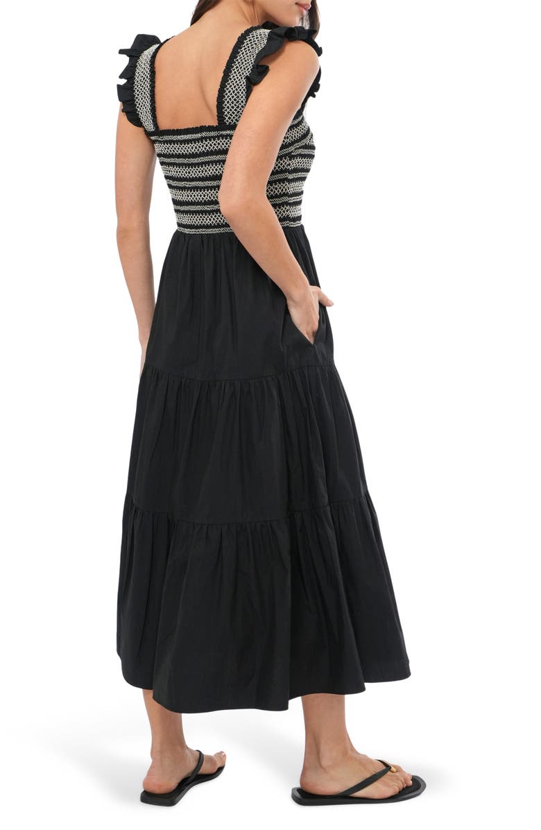 Adelyn Rae Katie Smocked Midi Sundress, Alternate, color, Black