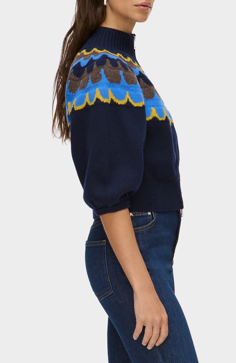 ALIGNE Nelly Fair Isle Zip Front Cardigan, Alternate, color, Blue Multi