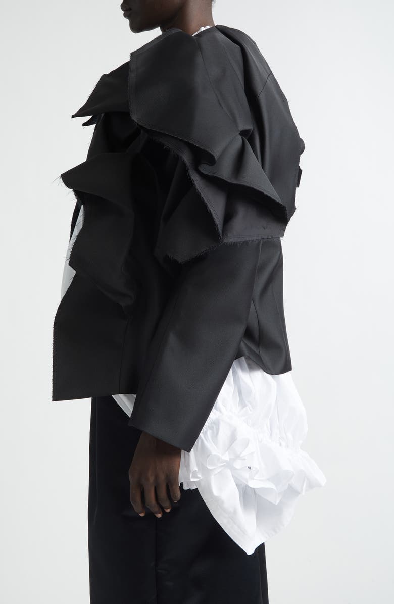 Comme des Garçons Open Front Gabardine Jacket, Alternate, color, Black