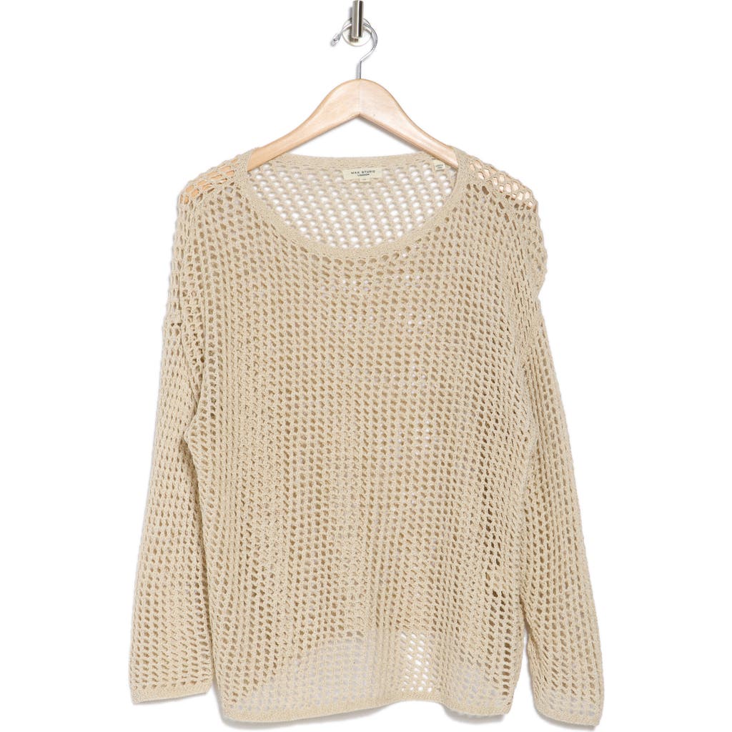 MAX STUDIO MAX STUDIO LONG SLEEVE MESH OPEN KNIT TOP