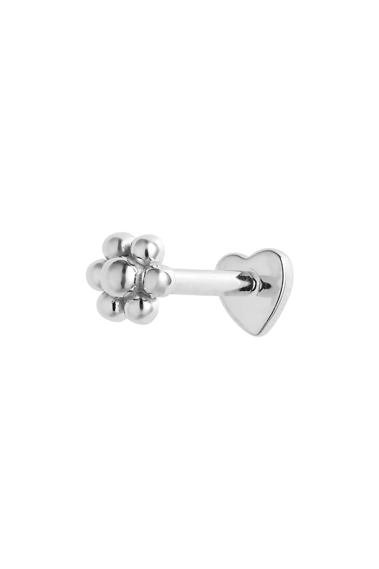 Heart Threaded Stud Earring, Alternate, color, WHITE GOLD