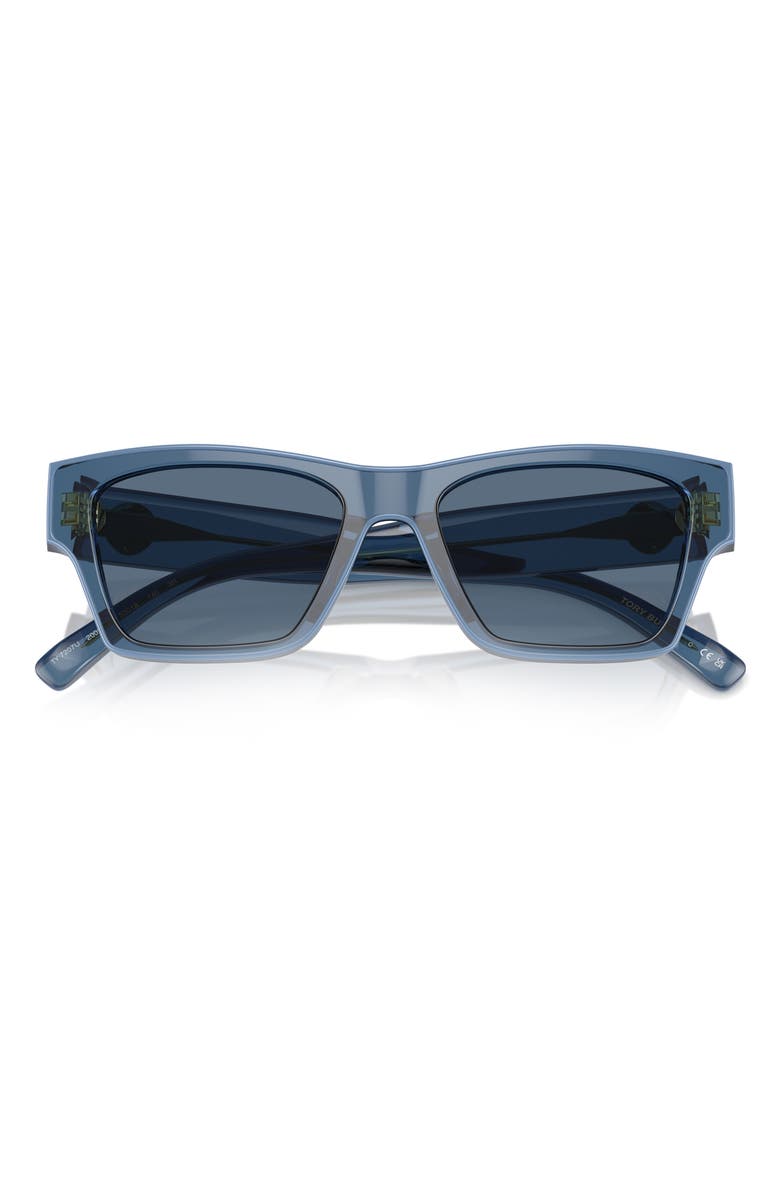 Tory Burch 53mm Rectangular Sunglasses, Alternate, color, Dark Blue