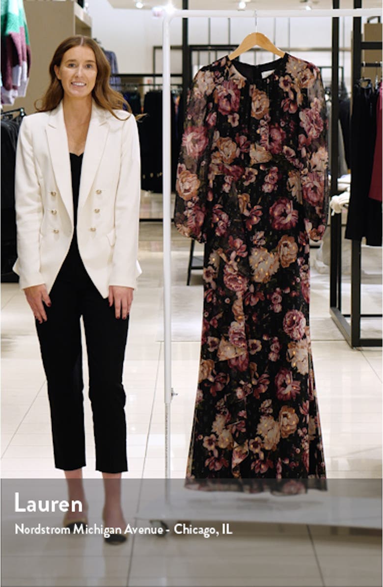 Floral Metallic Long Sleeve Maxi Dress, sales video thumbnail