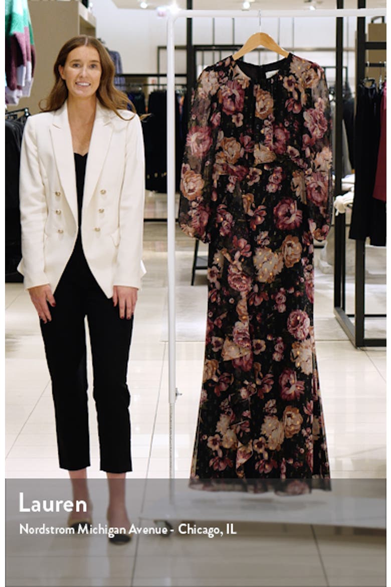 Floral Metallic Long Sleeve Maxi Dress video
