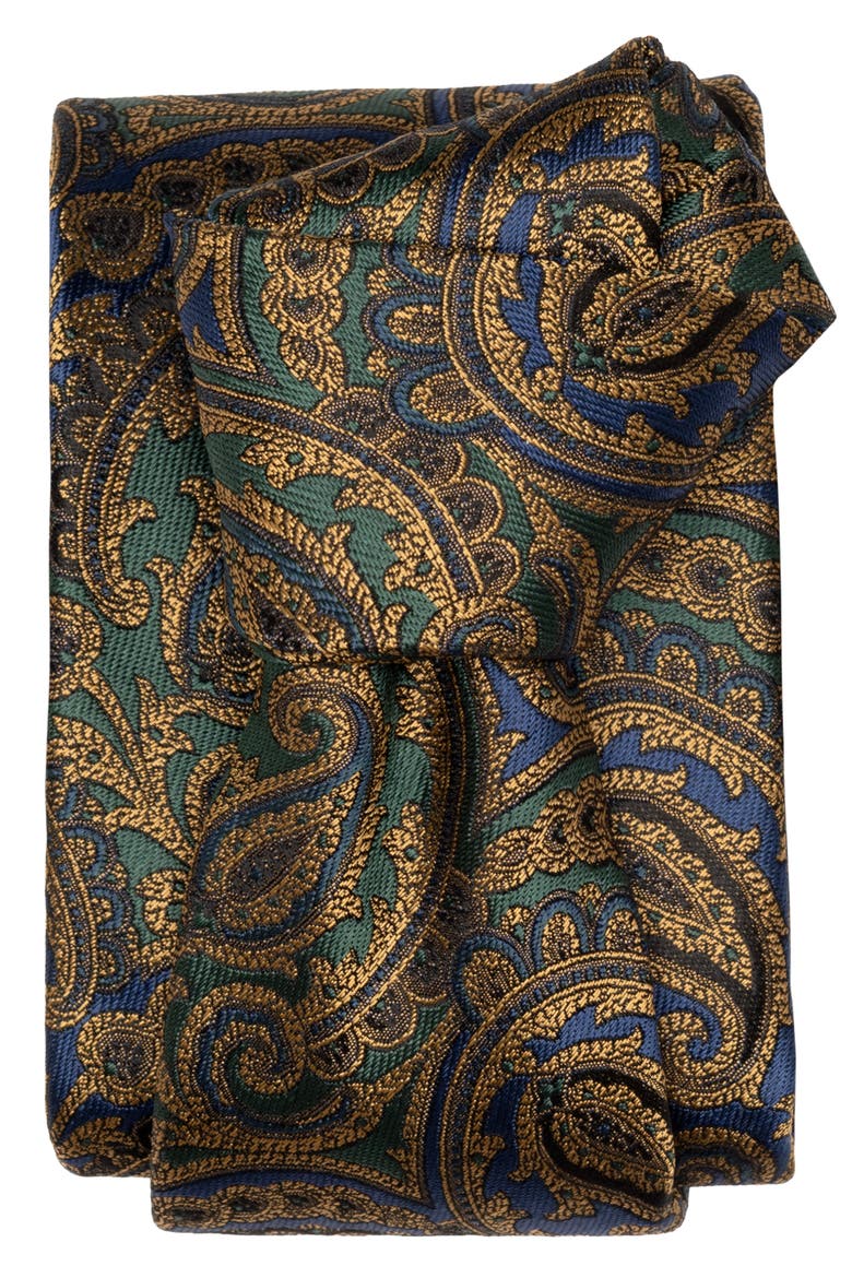 San Carlo - Extra Long Silk Jacquard Tie for Men, Alternate, color, Emerald and Sapphire