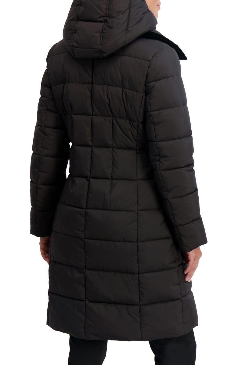 Tahari Greta Longline Hooded Coat, Alternate, color, Black