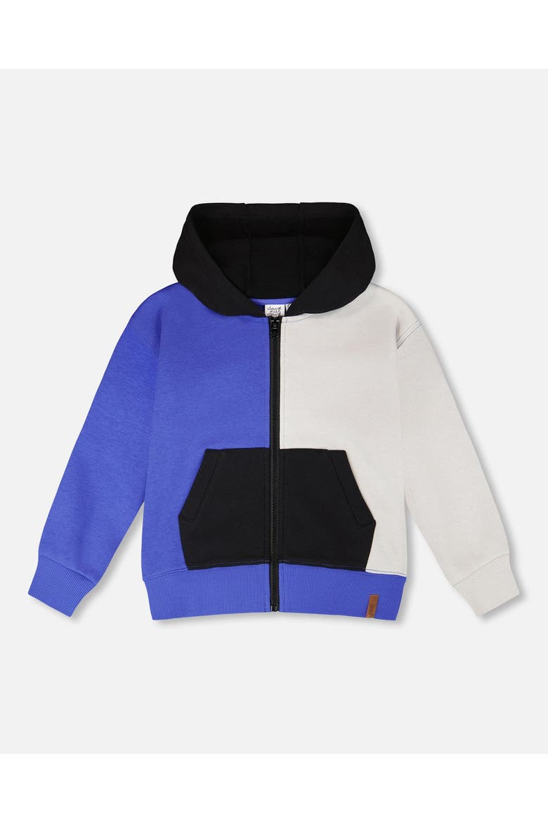 Long Sleeve Full Length Zipper Hooded French Terry Cardigan, Main, color, Royal Blue