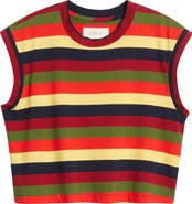 THE GREAT. The Square Stripe Crop Top