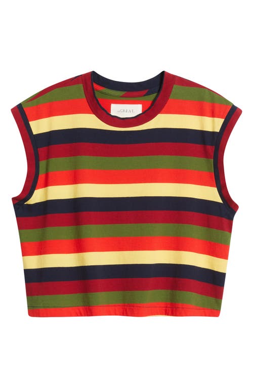 The Great . The Square Stripe Crop Top In Red