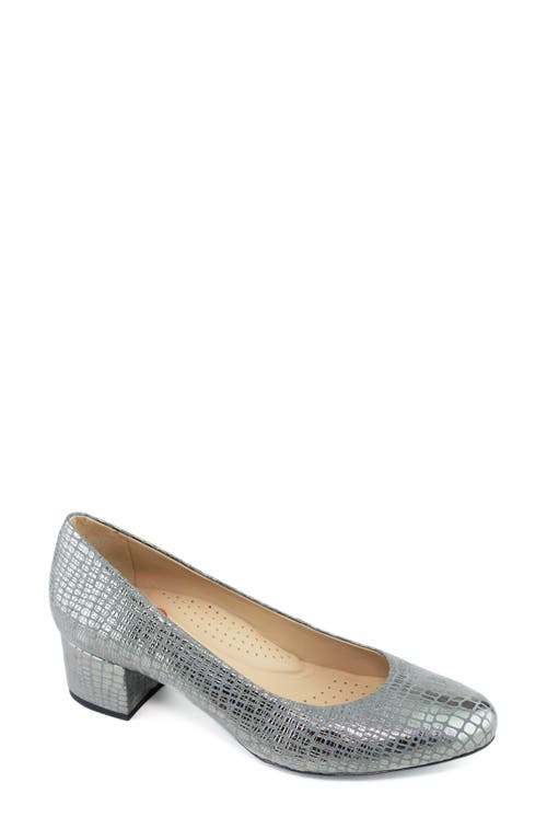 Marc Joseph New York Broad Street Pump in Metallic Pewter Gator 