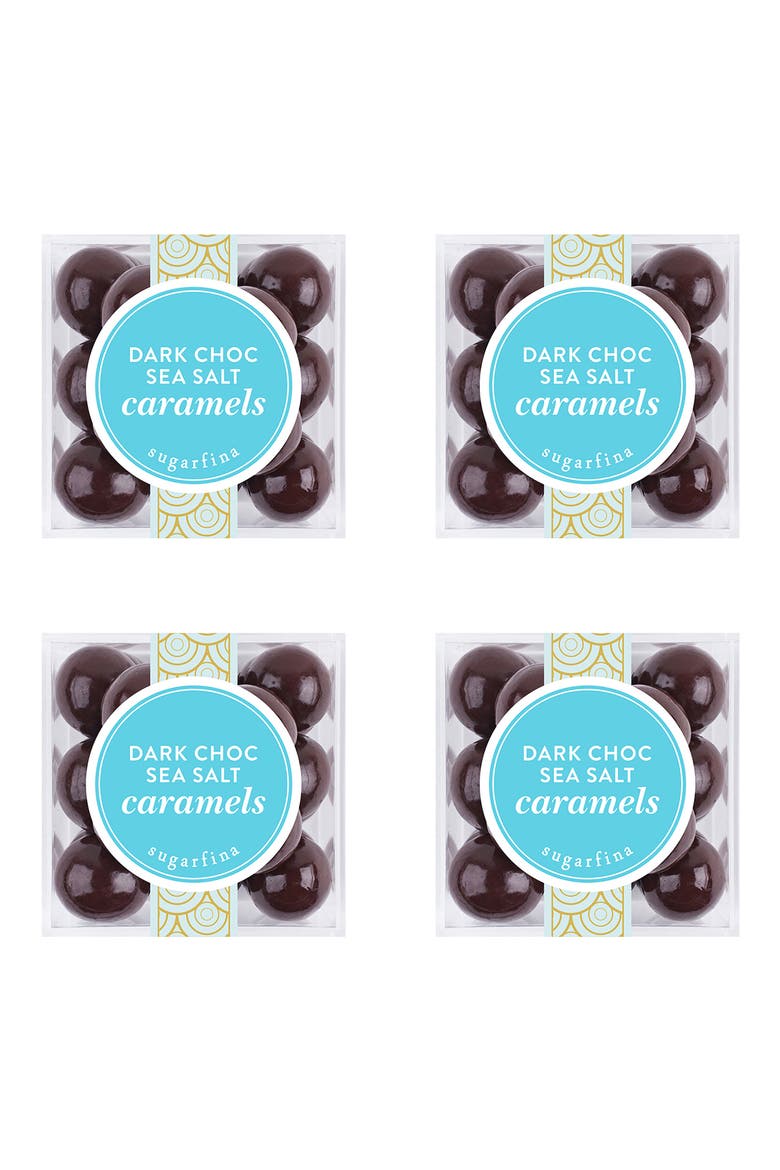 Dark Chocolate Sea Salt Caramel 4-Piece Candy Cubes, Main, color, BLUE