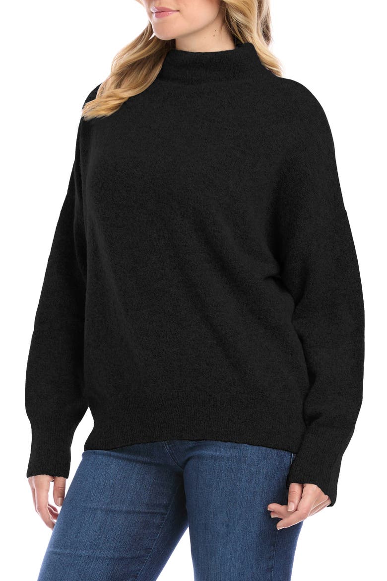 Mock Neck Sweater, Alternate, color, BLACK