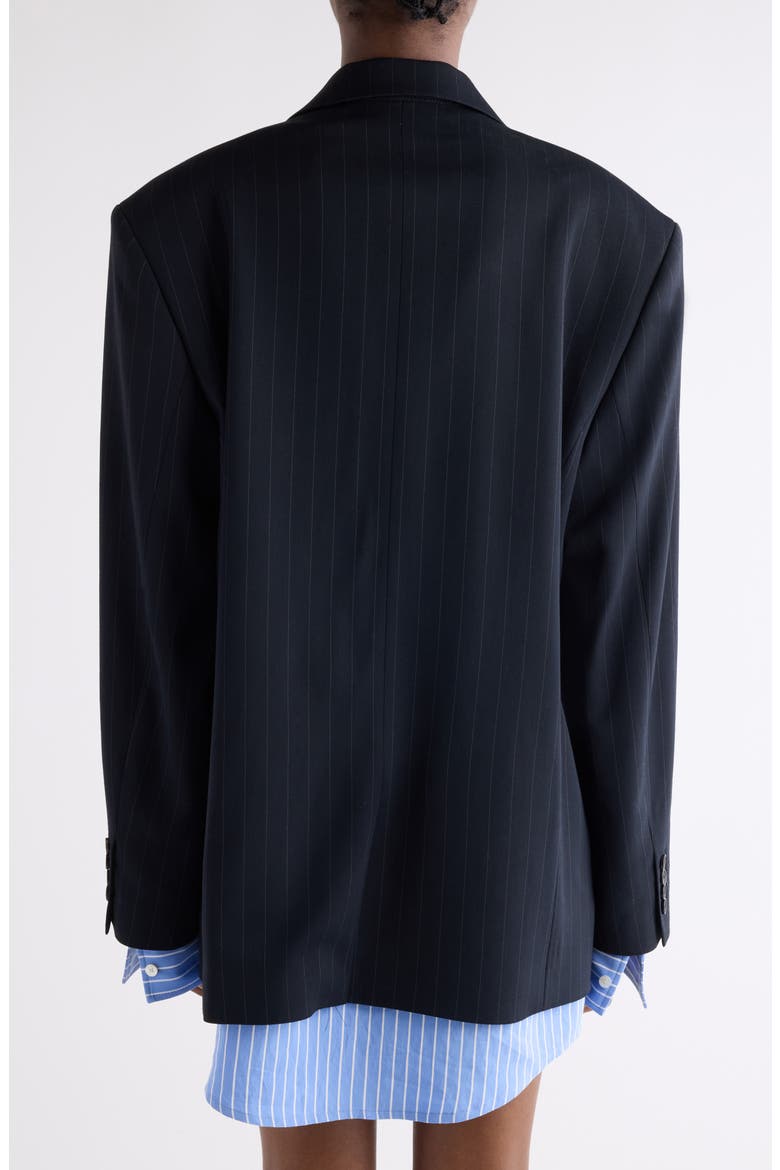 Julaga Layered Fluid Pinstripe Blazer, Alternate, color, NAVY