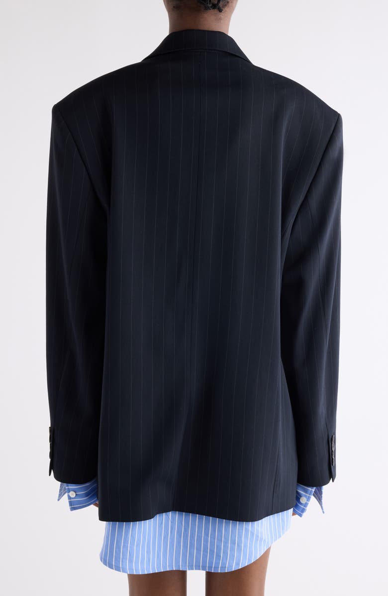 Acne Studios Julaga Layered Fluid Pinstripe Blazer, Alternate, color, Navy