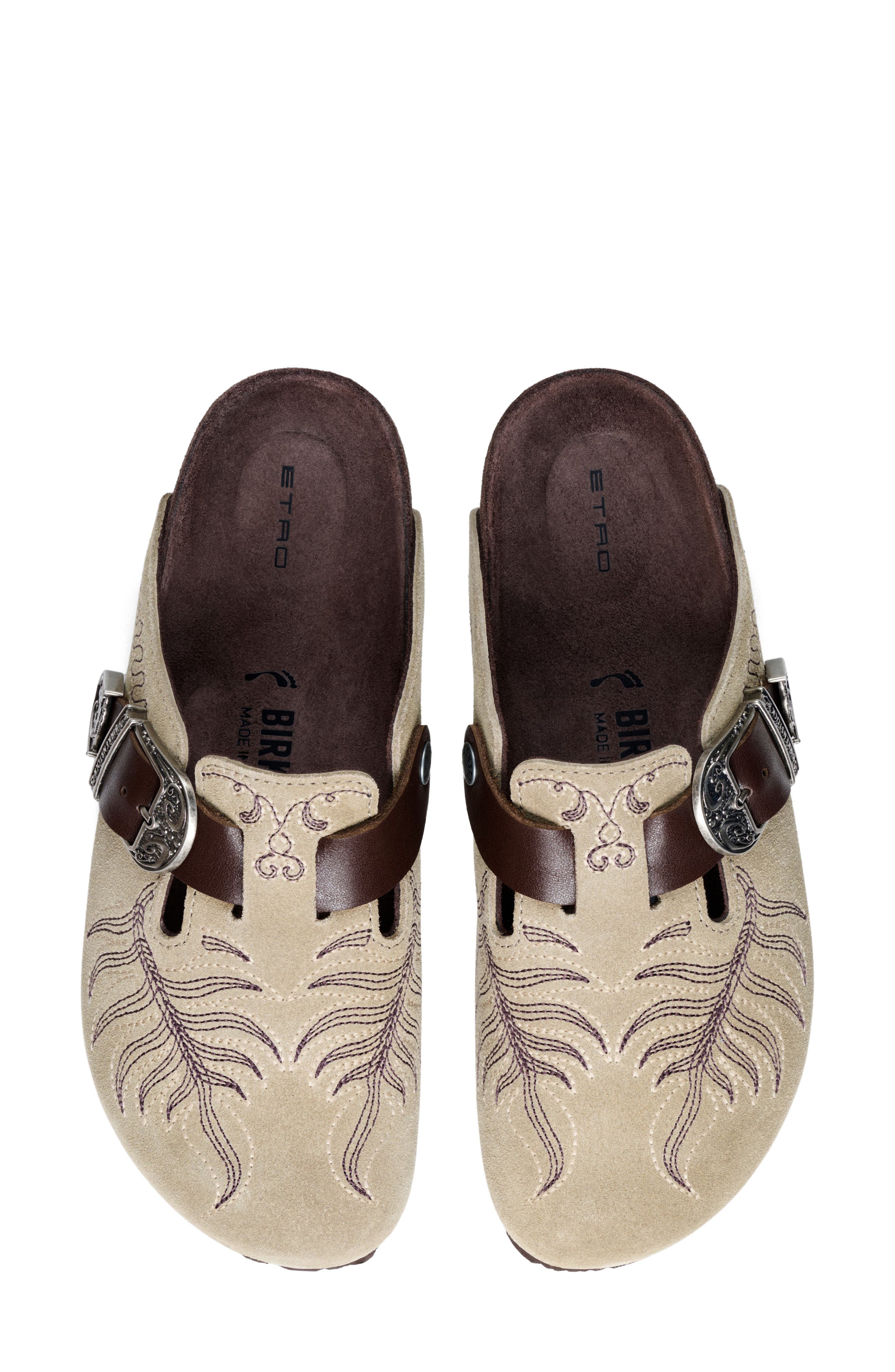 x Birkenstock Boston Embroidered Mule, Alternate, color, M0724 KHAKI