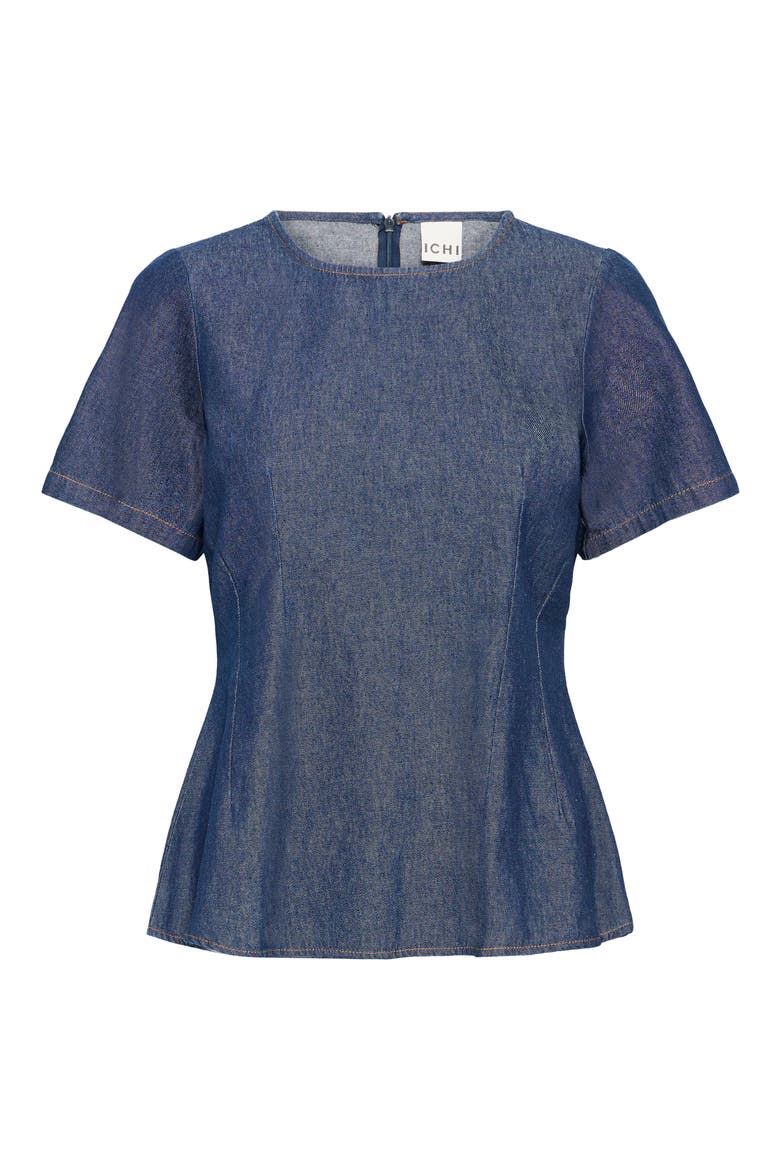 Ihtulle Denim Peplum Top, Alternate, color, DENIM AUTHENTIC BLUE