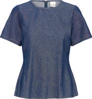 ICHI Ihtulle Denim Peplum Top