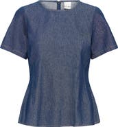 ICHI Ihtulle Denim Peplum Top